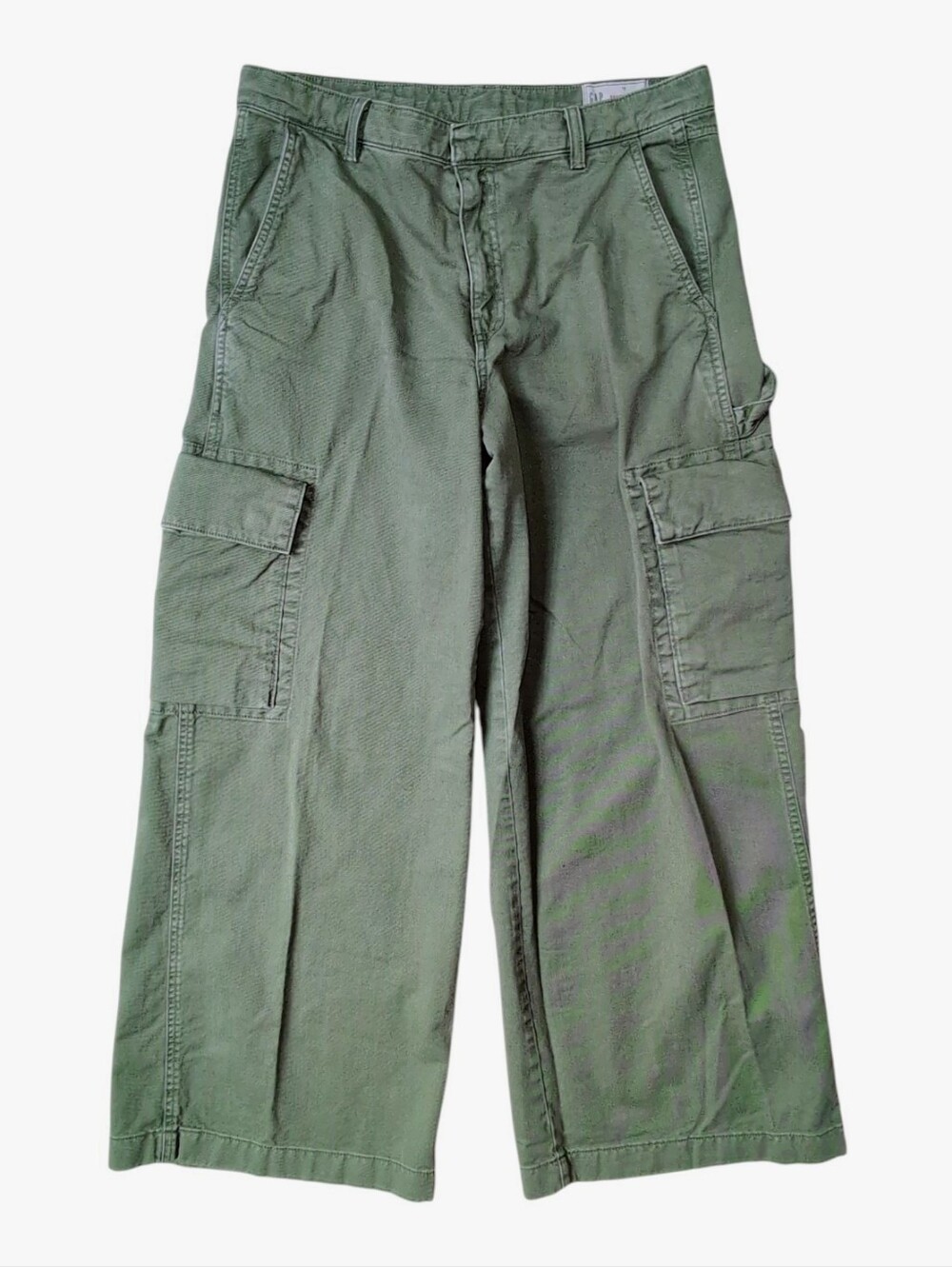 GAP Mid Rise Wide Leg Baggy Cargo Pants Olive Military Green Women's Size 12